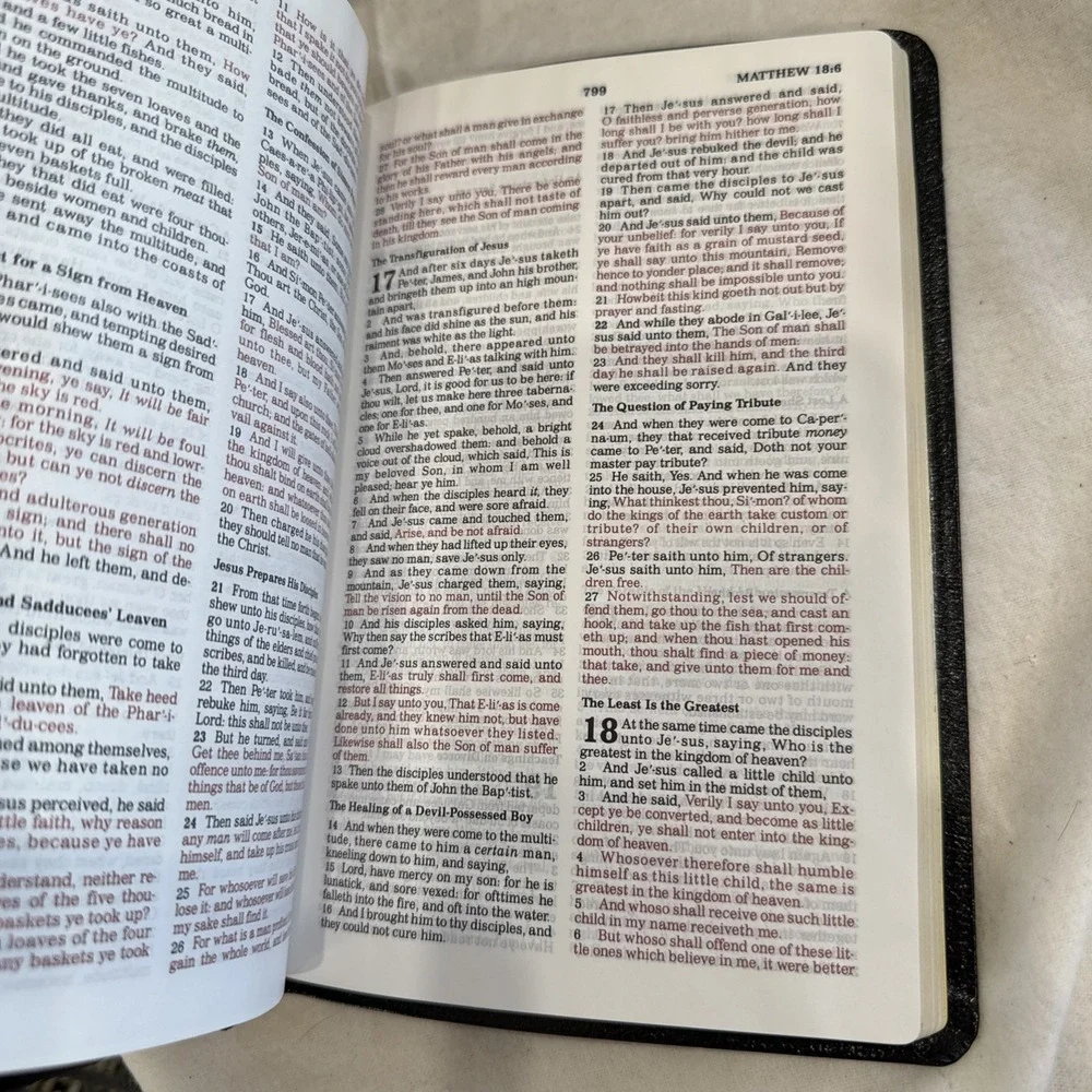 KJV Slimline Personal Bible Red Letter Black Bond Leather Very Nice With Box